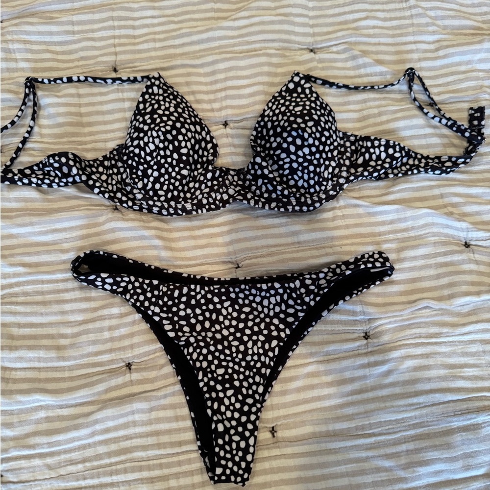 Black and White Polka Dot Bikini with Cheeky Cut